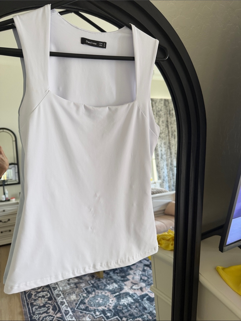 Square Neck White Tank Top by